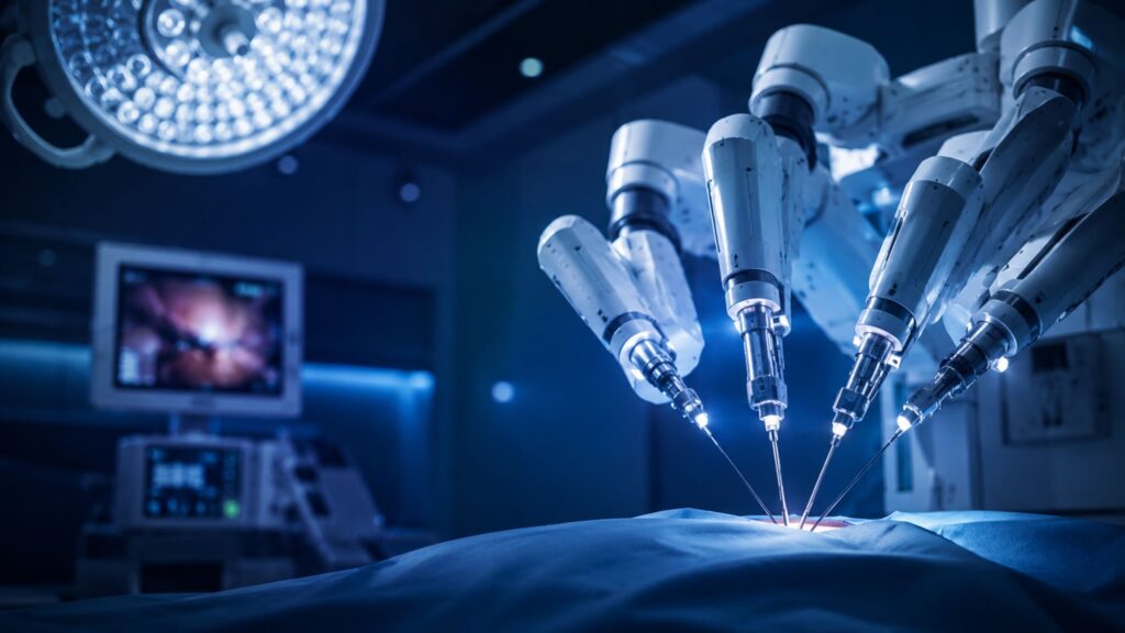 Plano de saúde empresarial Hospital Mãe de Deus com cirurgia robótica avançada em centro cirúrgico moderno e tecnologia hospitalar premium.