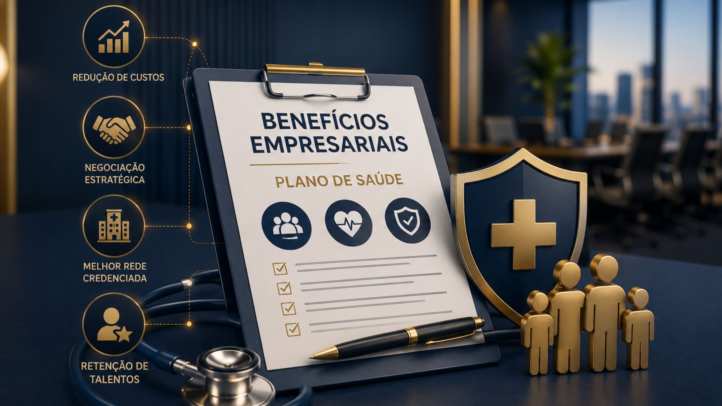 Gestão estratégica de benefícios empresariais e plano de saúde corporativo