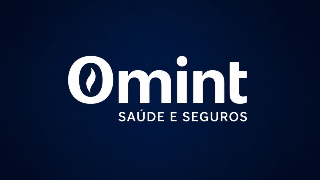 Plano de Saúde Omint Empresarial com identidade visual premium em fundo azul sofisticado