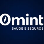 Plano de Saúde Omint Empresarial com identidade visual premium em fundo azul sofisticado