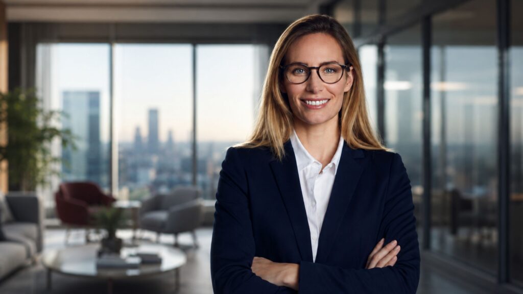 Executiva em ambiente corporativo representando o Bradesco Saúde Premium empresarial
