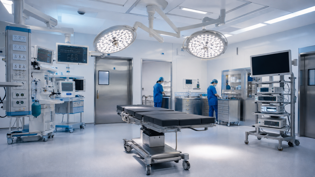 Centro cirúrgico moderno com tecnologia hospitalar avançada