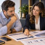 Consultora e empresário analisam a tabela de preços de plano de saúde empresarial.